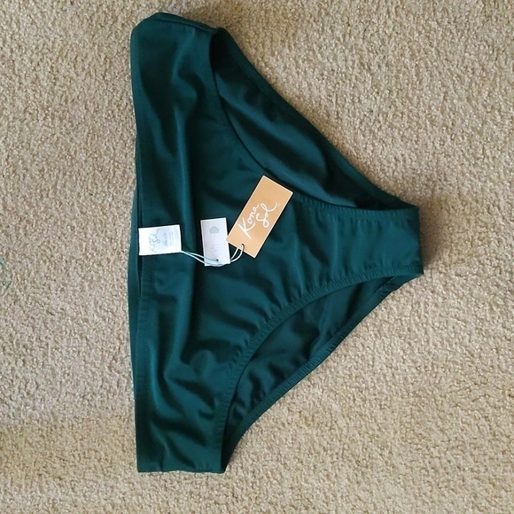 New with Tags Kona Sol Emerald Green High Coverage Hipster Bikini Size 20W/22W - Picture 1 of 9